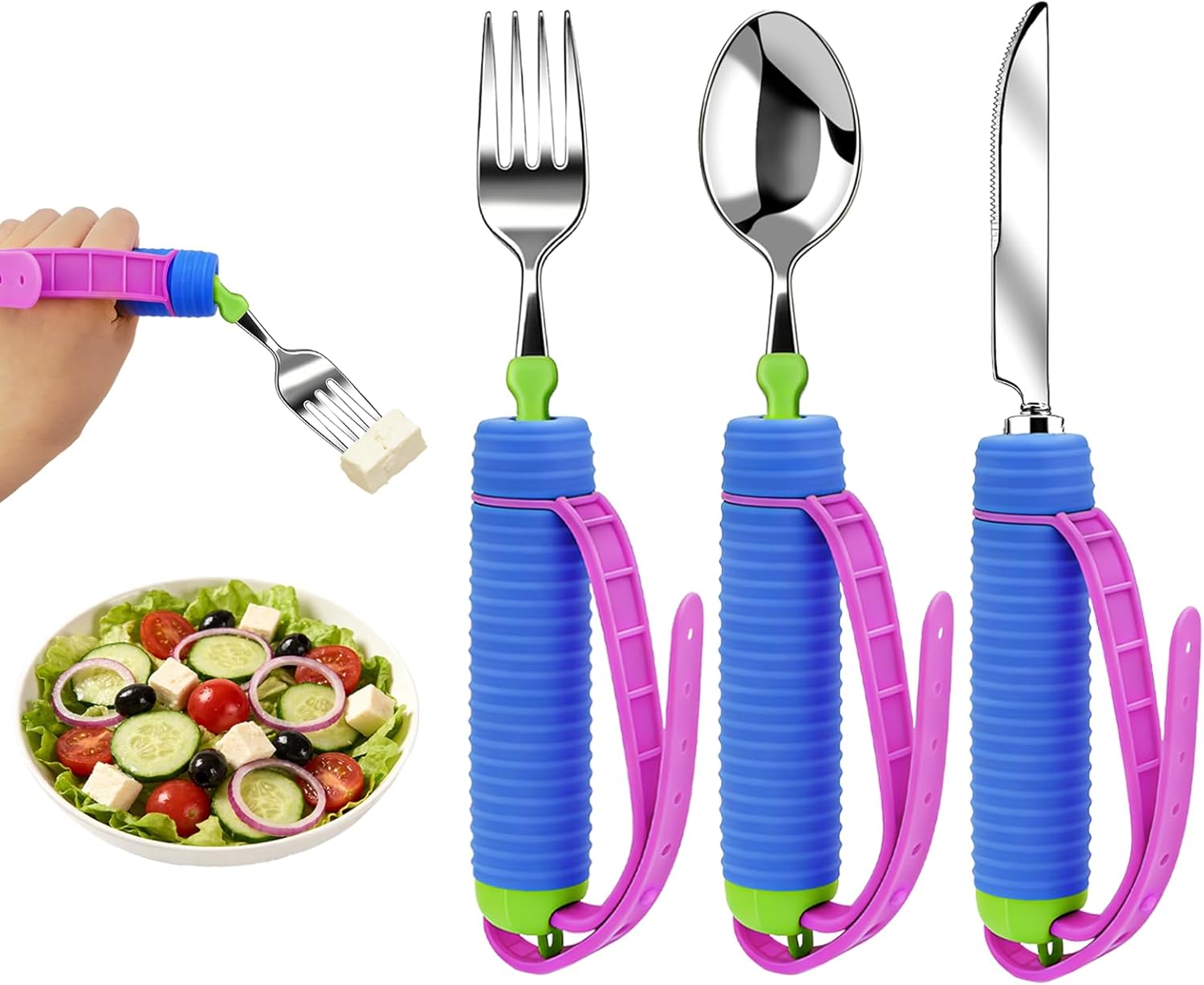 3-Piece Adaptive Utensils Set for Disabled & Elderly