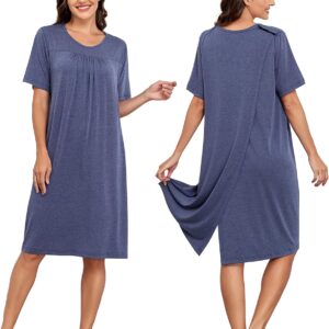 AJOHC Women's Adaptive Post-Surgery Gown with Snaps