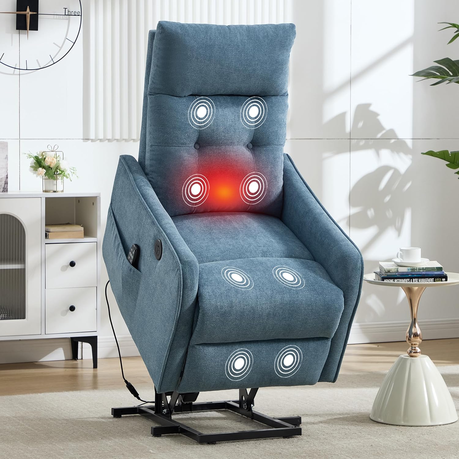 EZZUP Petite Lift Recliner Chair w/ Massage & Heat - Blue