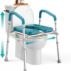 PELEGON Raised Toilet Seat Handles, 400lb, Teal